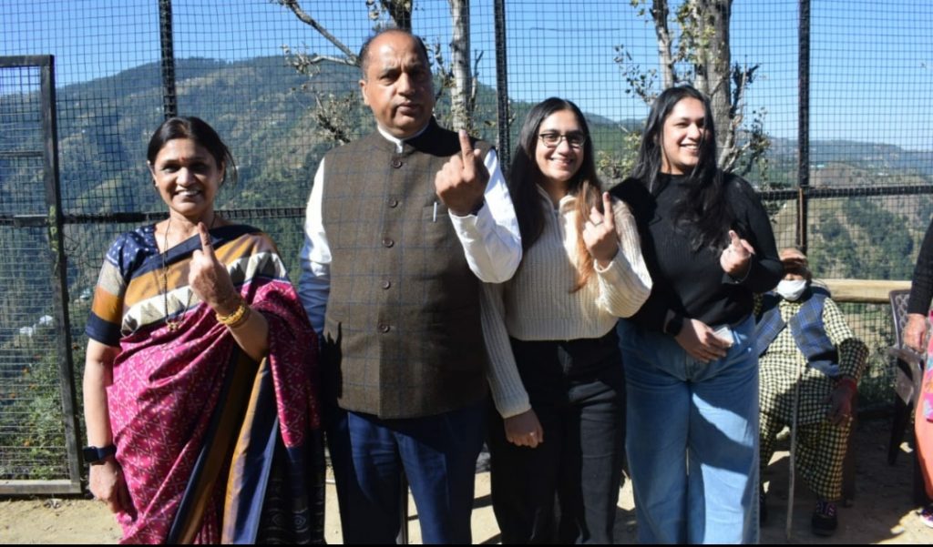CM casts vote for Mandi Parliamentary constituency by-elections HIMACHAL HEADLINES