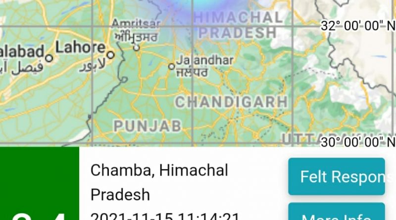 3.4 magnitude earthquake jolts Chamba district HIMACHAL HEADLINES