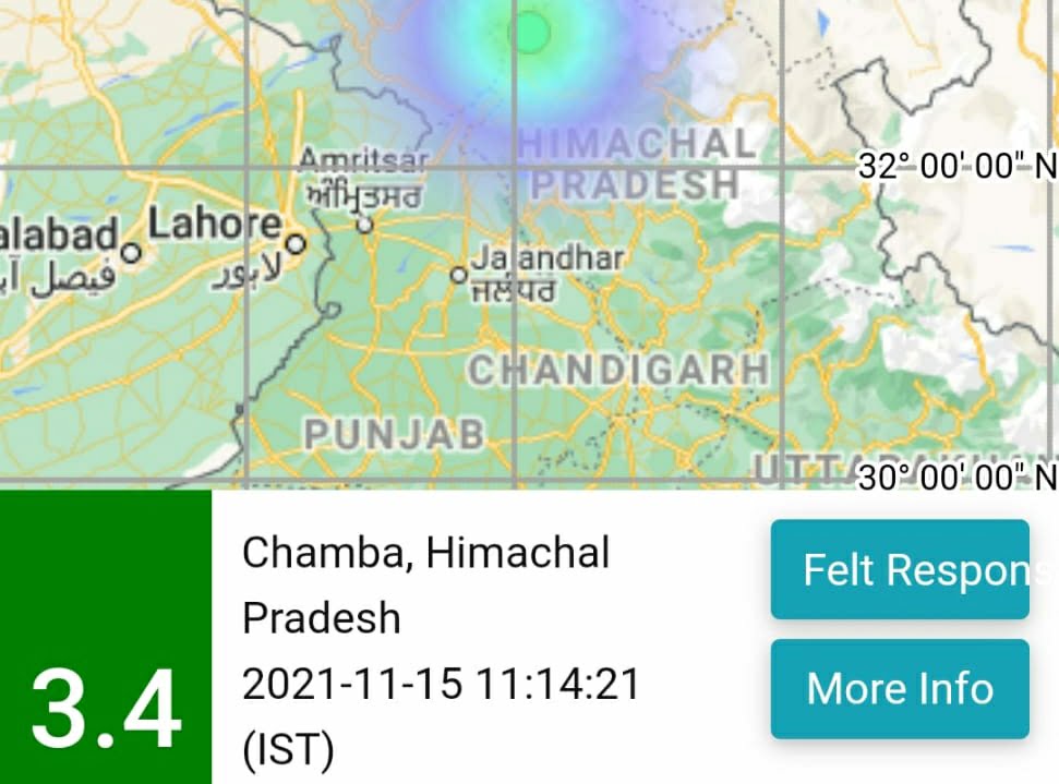 3.4 magnitude earthquake jolts Chamba district HIMACHAL HEADLINES