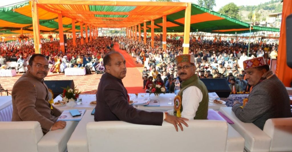 CM lays foundation stone of developmental projects of 144 crore in Jaisinghpur HIMACHAL HEADLINES