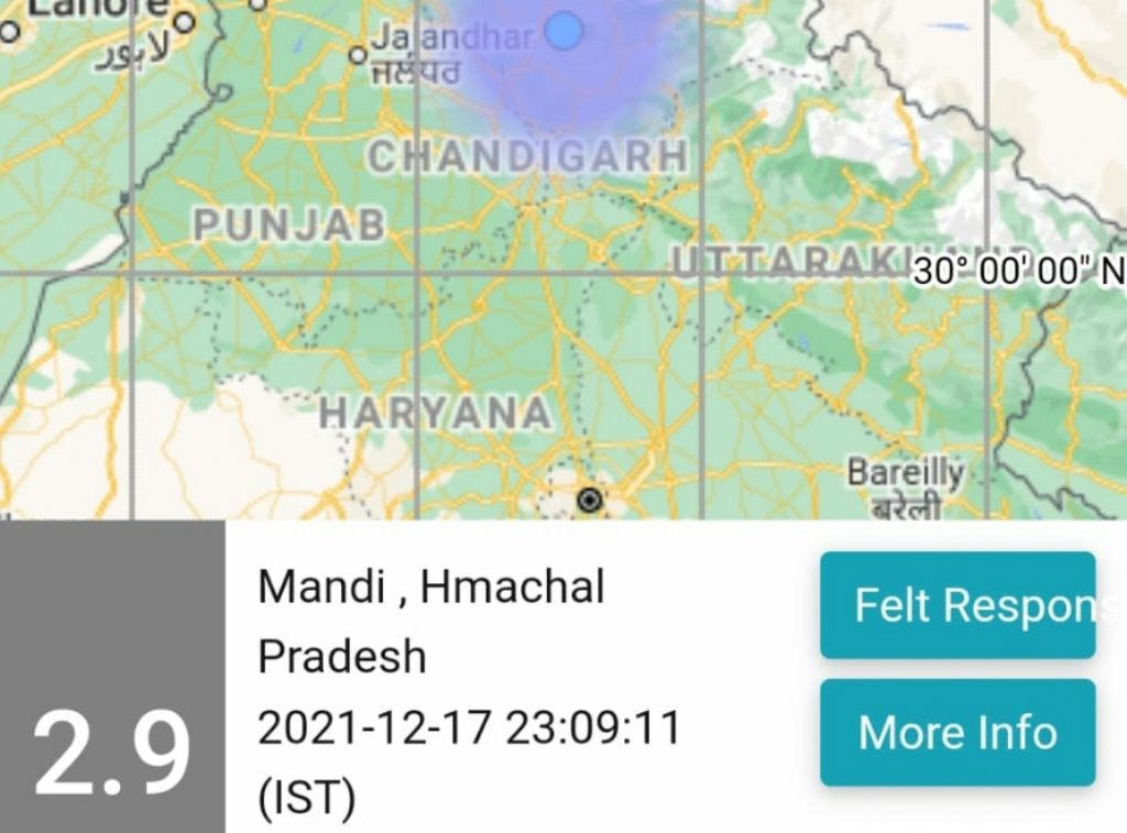 Moderate tremor jolt Mandi district HIMACHAL HEADLINES