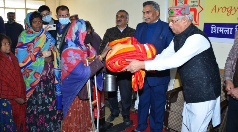 Governor distributed blankets to the needy provided by the State Red Cross HIMACHAL HEADLINES