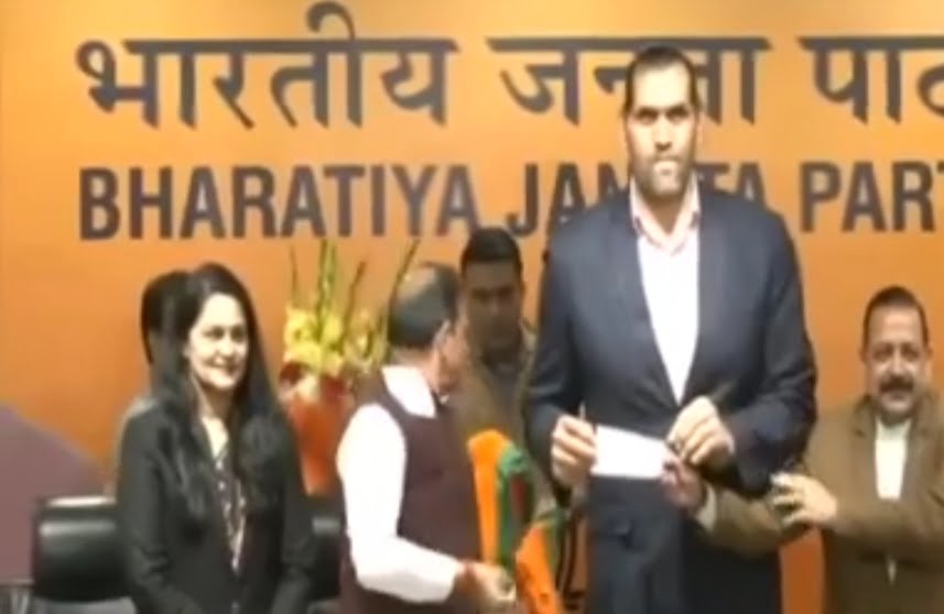 The Great Khali joins BJP HIMACHAL HEADLINES