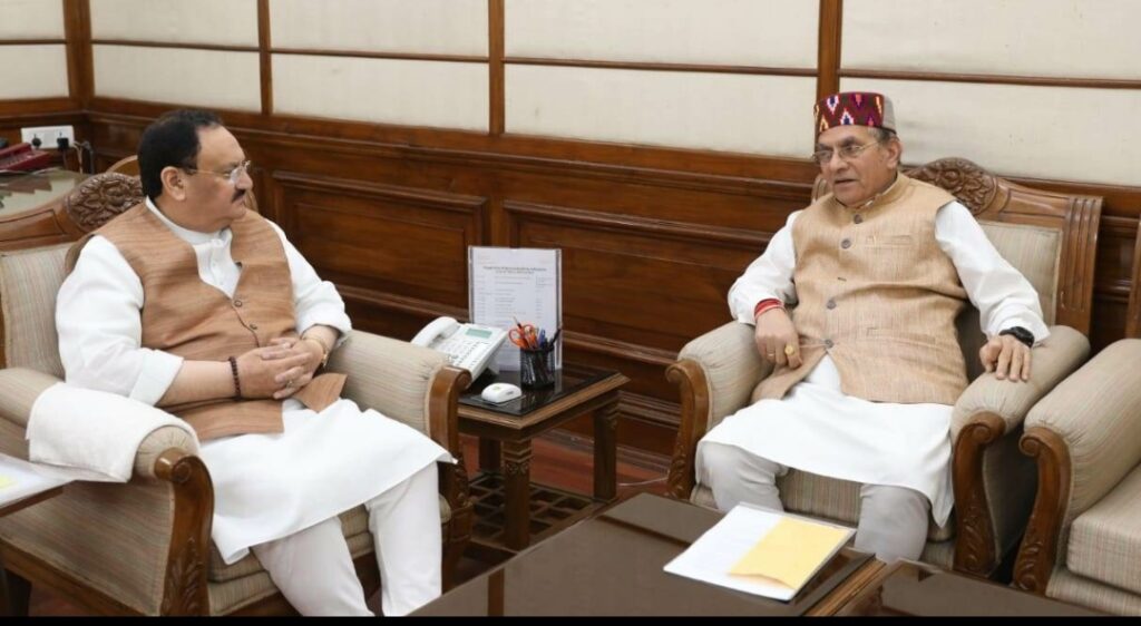 UD Minister meets J.P.Nadda UD Minister meets J.P.Nadda HIMACHAL HEADLINES