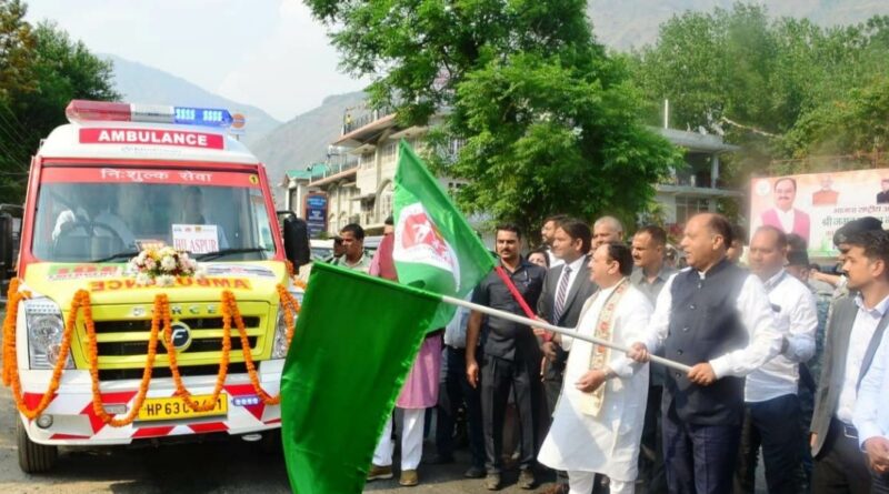 J.P. Nadda and Jai Ram Thakur flag-off 50 ambulances under National Ambulance Service-108 HIMACHAL HEADLINES