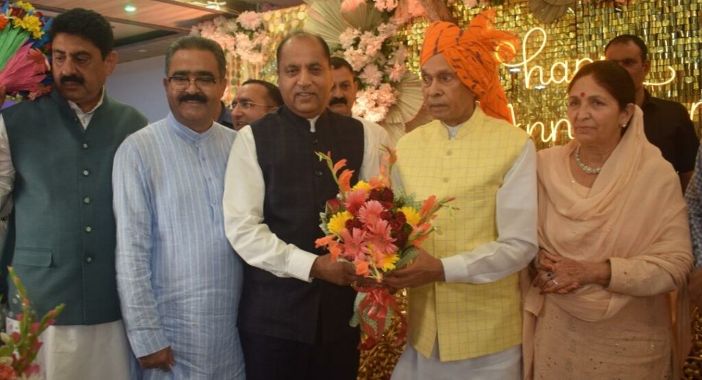 CM greets Prof. Prem Kumar Dhumal on his 50th marriage anniversary CM greets Prof. Prem Kumar Dhumal on his 50th marriage anniversary HIMACHAL HEADLINES