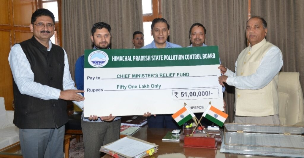 State Pollution Control Board contributes 51 lakh to CM Relief Fund State Pollution Control Board contributes 51 lakh to CM Relief Fund HIMACHAL HEADLINES