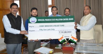 State Pollution Control Board contributes 51 lakh to CM Relief Fund HIMACHAL HEADLINES