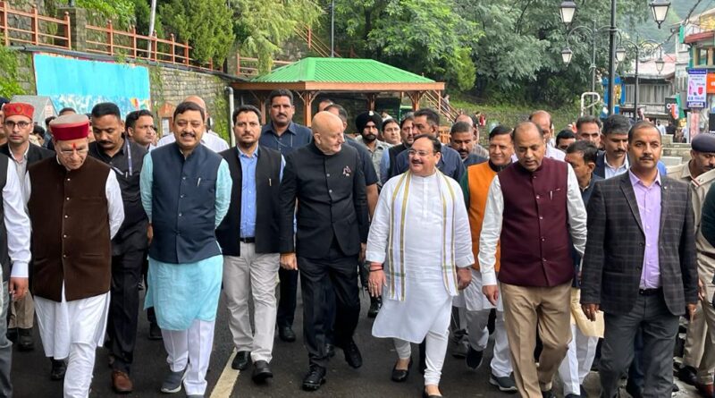 BJP President J P Nadda took a stroll on Mall road and ridge where he remembered his college days HIMACHAL HEADLINES