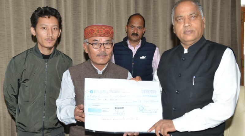 The Dalai Lama Trust Contributes 10 lakhs for CM Relief Fund HIMACHAL HEADLINES