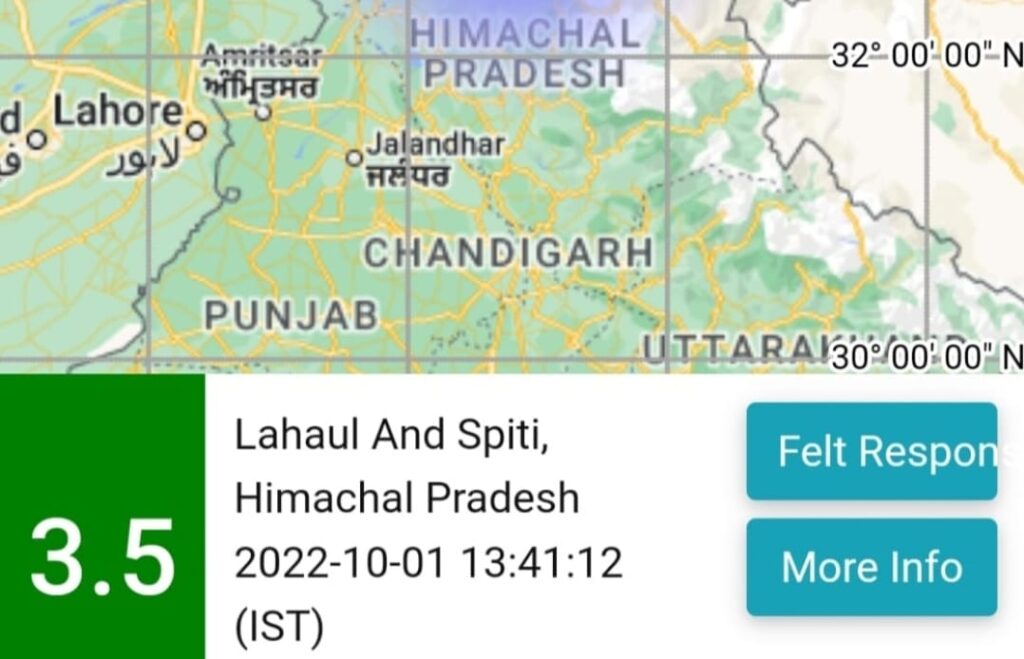 Moderate earthquake jolt Lahaul-Spiti district Moderate earthquake jolt Lahaul-Spiti district HIMACHAL HEADLINES