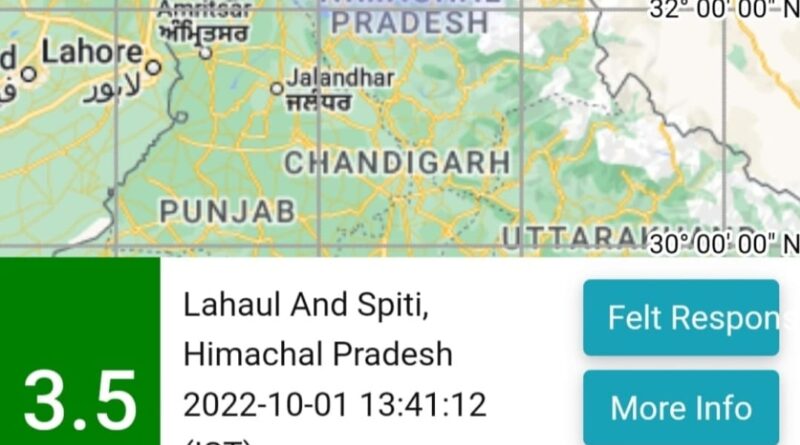 Moderate earthquake jolt Lahaul-Spiti district Moderate earthquake jolt Lahaul-Spiti district HIMACHAL HEADLINES