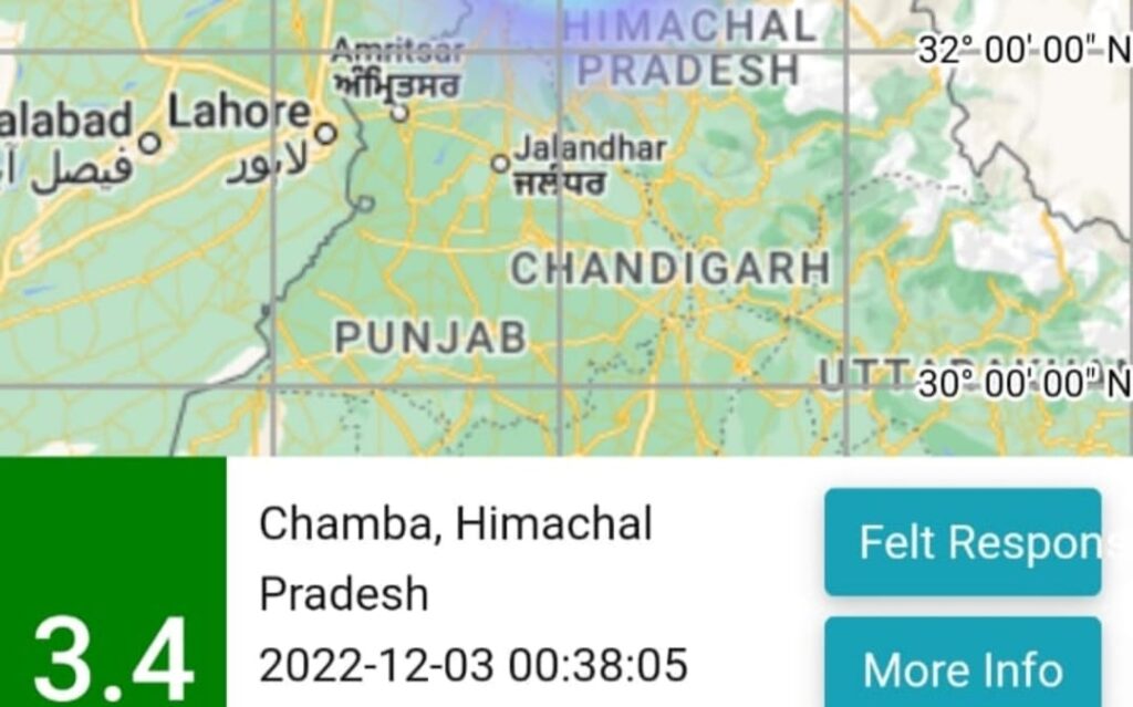 3.4 magnitude  earthquake jolts  Himachal HIMACHAL HEADLINES