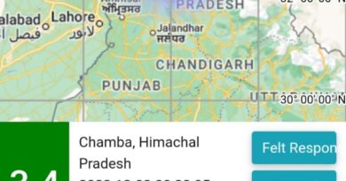 3.4 magnitude  earthquake jolts  Himachal HIMACHAL HEADLINES