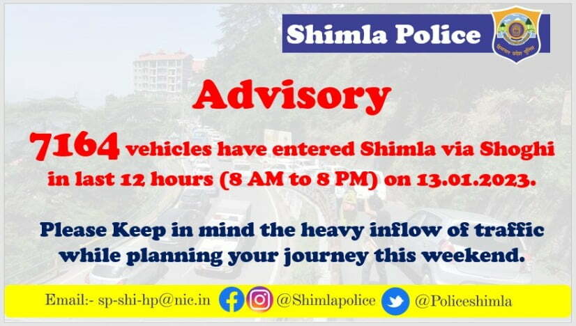 Traffic Advisory issued: tourist making beeline to witness Snowfall HIMACHAL HEADLINES
