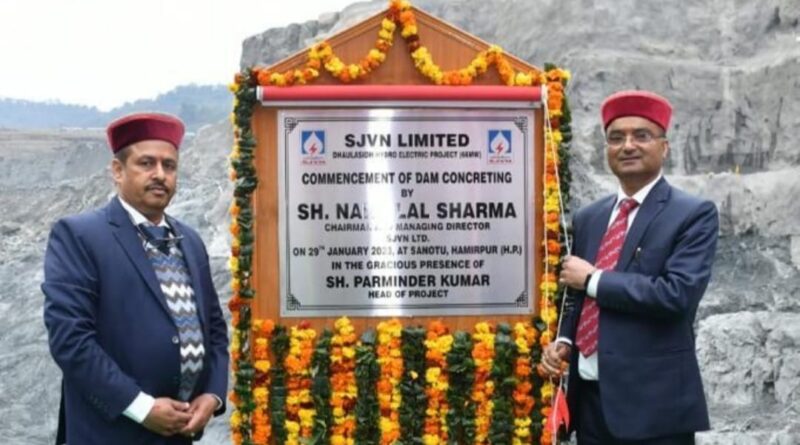 N.L Sharma, CMD, SJVN commences Dam Concreting of Dhaulasidh Hydro Project HIMACHAL HEADLINES