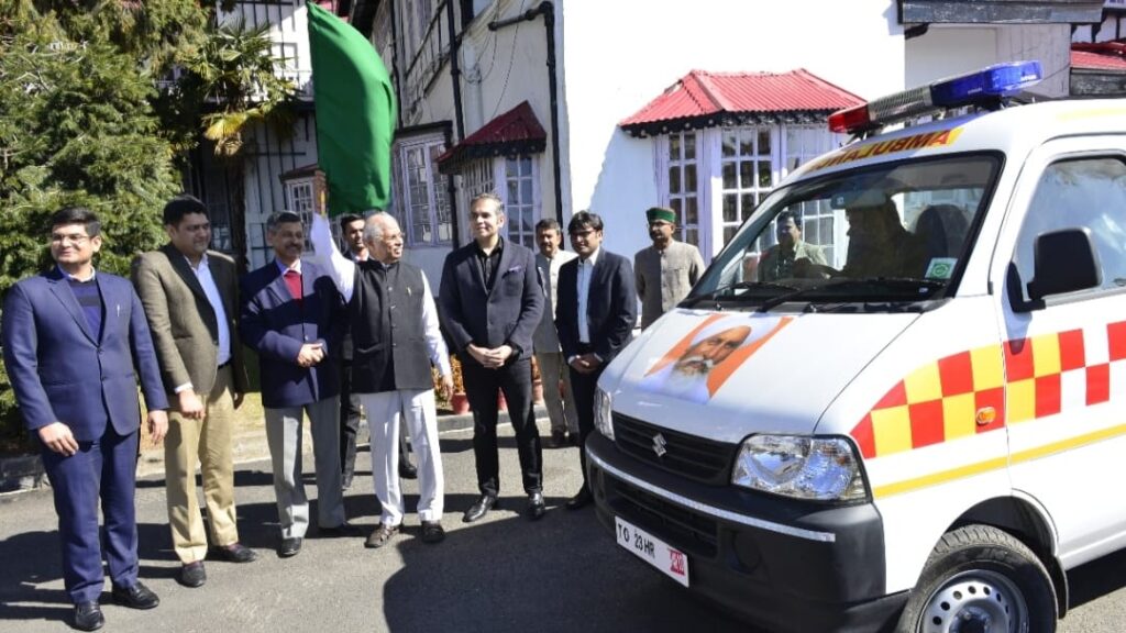 Himachal Governor flags off Ambulance at Raj Bhavan HIMACHAL HEADLINES