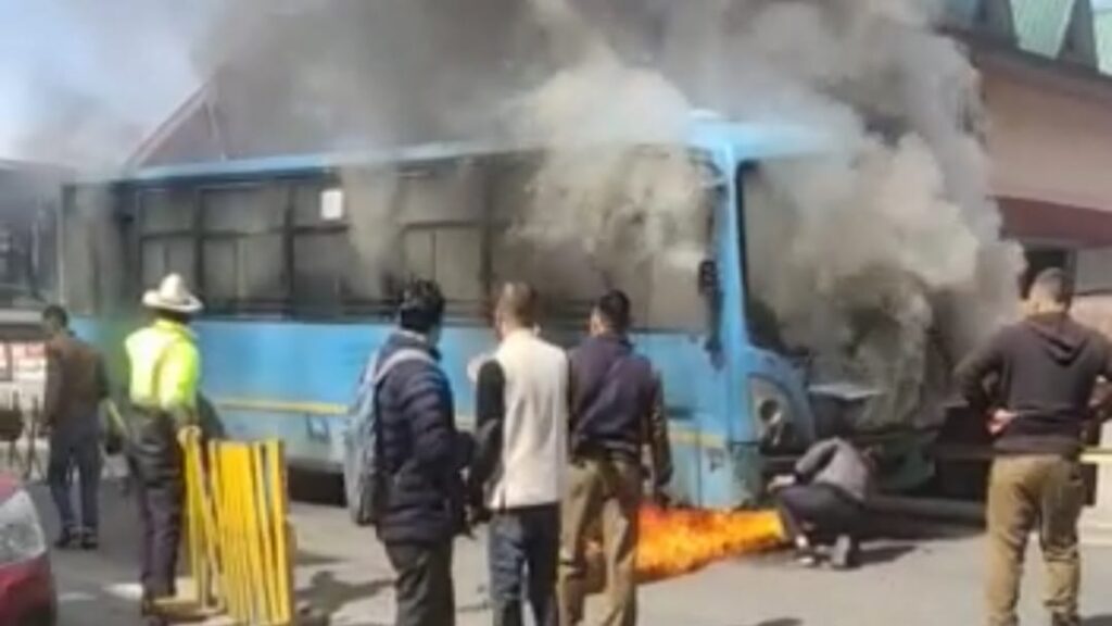 HRTC bus caught fire near lift bus stop in Shimla HIMACHAL HEADLINES