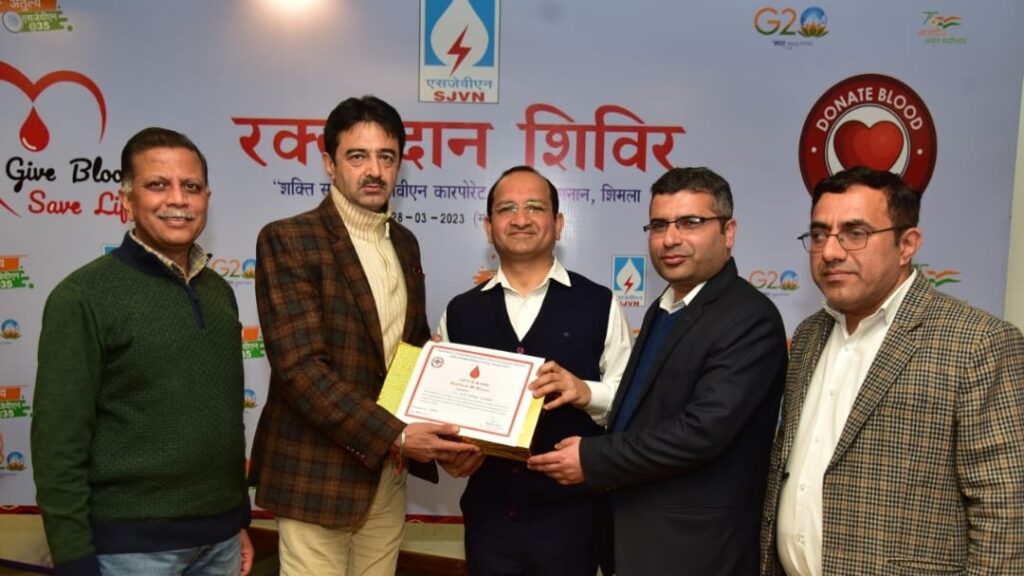 179 Units of blood donated during camp organized by SJVN HIMACHAL HEADLINES