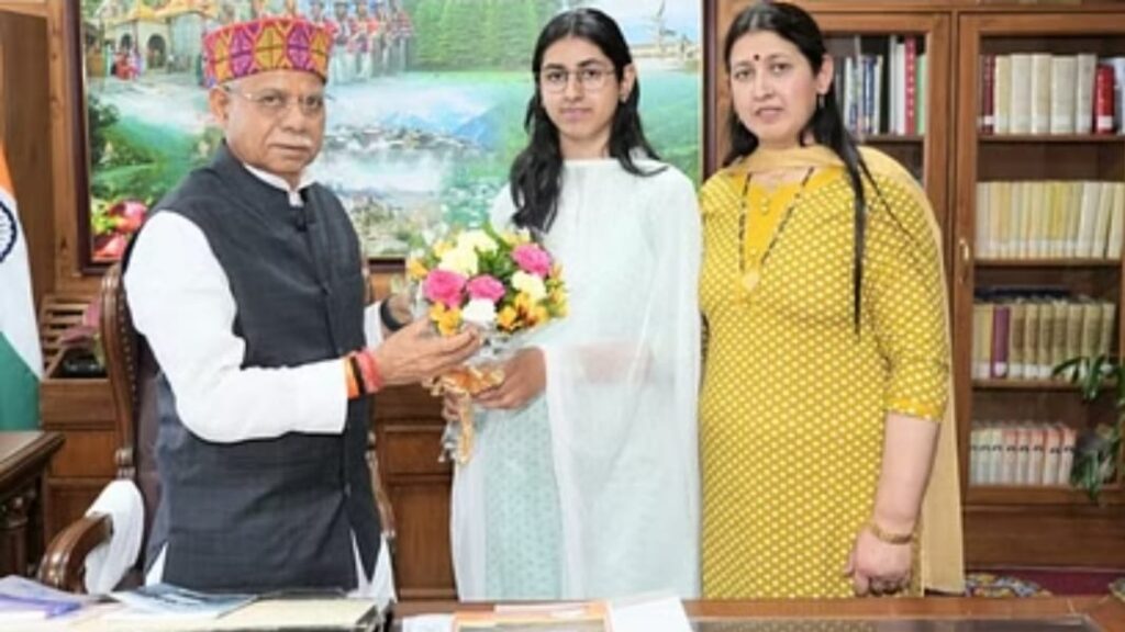 Himachal Governor honours NEET topper Charvi Sapta HIMACHAL HEADLINES