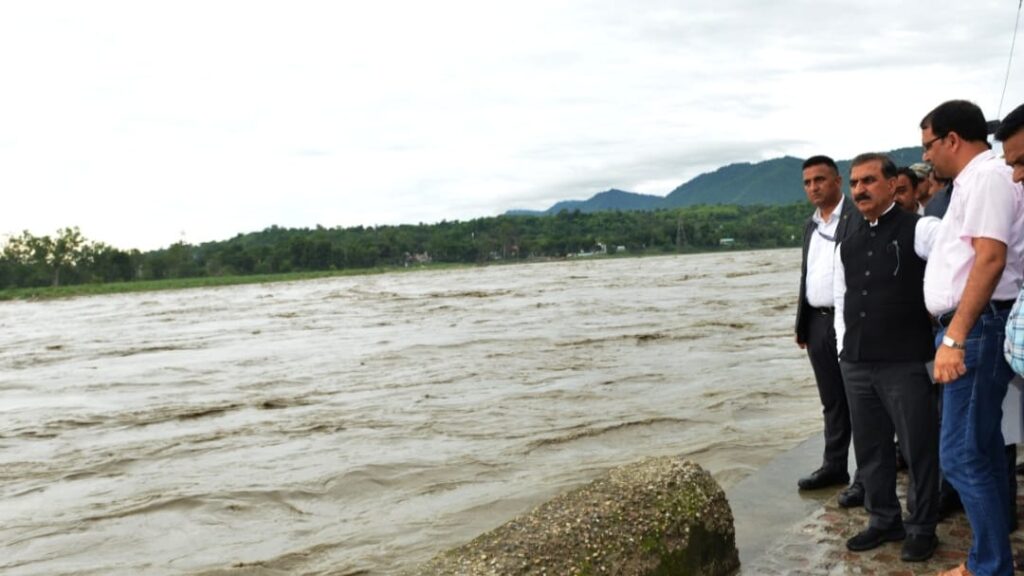 Sukhu taking stock of flood-hit areas at Nadaun Sukhu taking stock of flood-hit areas at Nadaun HIMACHAL HEADLINES