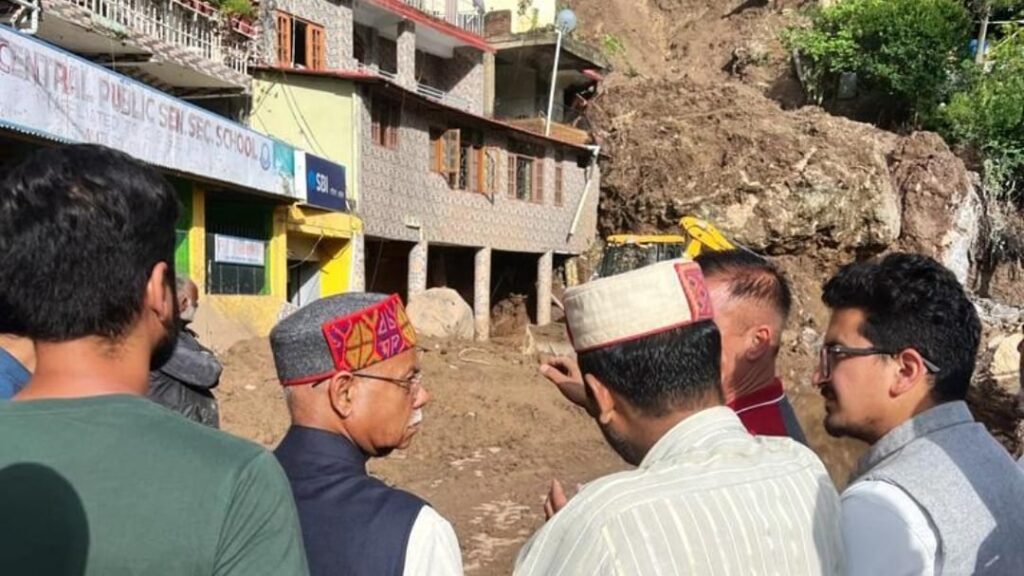Governor Shukla takes stock of damages caused by heavy rains at Shamti in Solan HIMACHAL HEADLINES