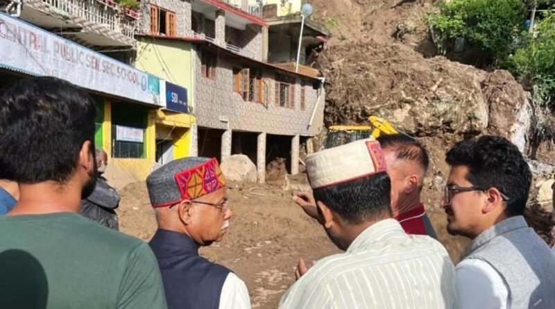 Governor Shukla takes stock of damages caused by heavy rains at Shamti in Solan HIMACHAL HEADLINES
