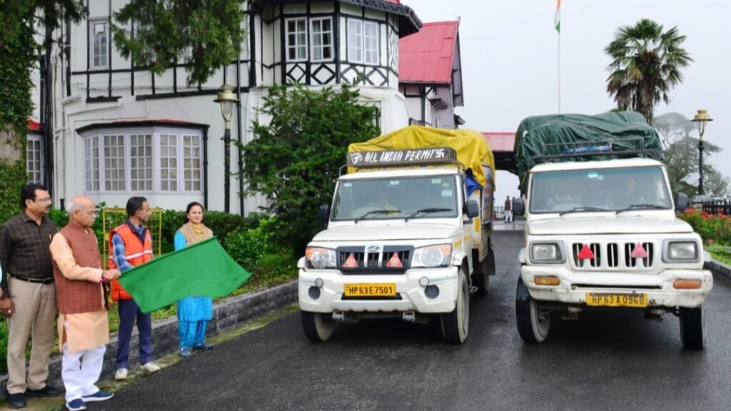 Governor Shukla Flags off the third consignment of relief material for Kullu Governor Shukla Flags off the third consignment of relief material for Kullu HIMACHAL HEADLINES