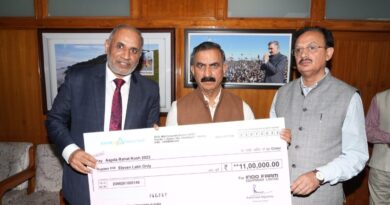 Indo farm equipment presented a check of Rs 11 lakhs to Sukhu for ARK 2023 HIMACHAL HEADLINES