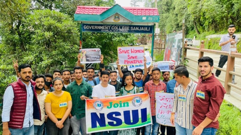 NSUI Protests against Manipur Violence in Sanjauli, Shimla HIMACHAL HEADLINES