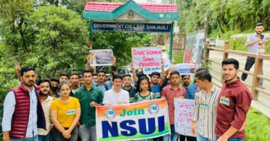 NSUI Protests against Manipur Violence in Sanjauli, Shimla HIMACHAL HEADLINES