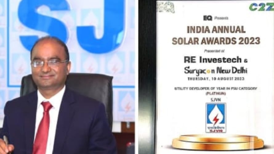 SJVN awarded with Platinum Award for Developer of the Year in the Solar Sector SJVN awarded with Platinum Award for Developer of the Year in the Solar Sector HIMACHAL HEADLINES