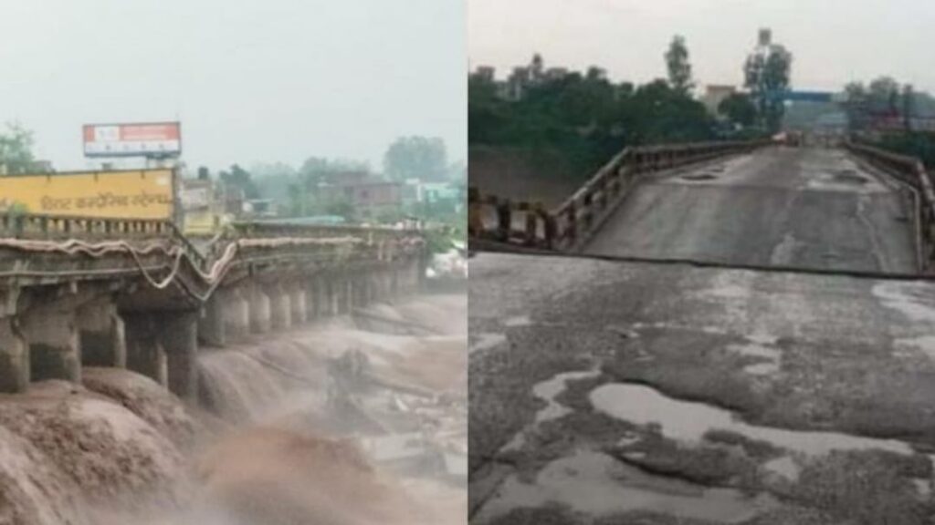 Road connectivity to the industrial hub of Baddi snapped as the main bridge connecting Pinjore damaged  HIMACHAL HEADLINES