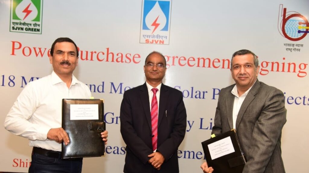 SJVN Signs Power Purchase Agreement with BBMB for developing Solar Project HIMACHAL HEADLINES