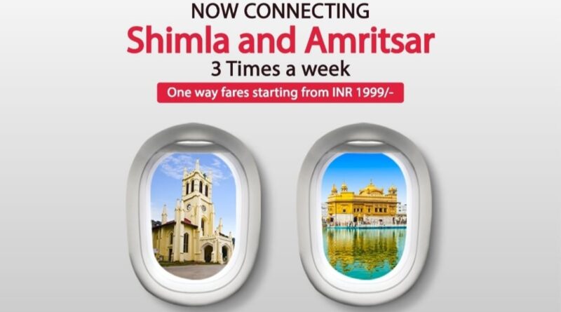 Alliance Air schedules a new Amritsar -Shimla flight from November 16 at Rs. 1990 per passenger HIMACHAL HEADLINES