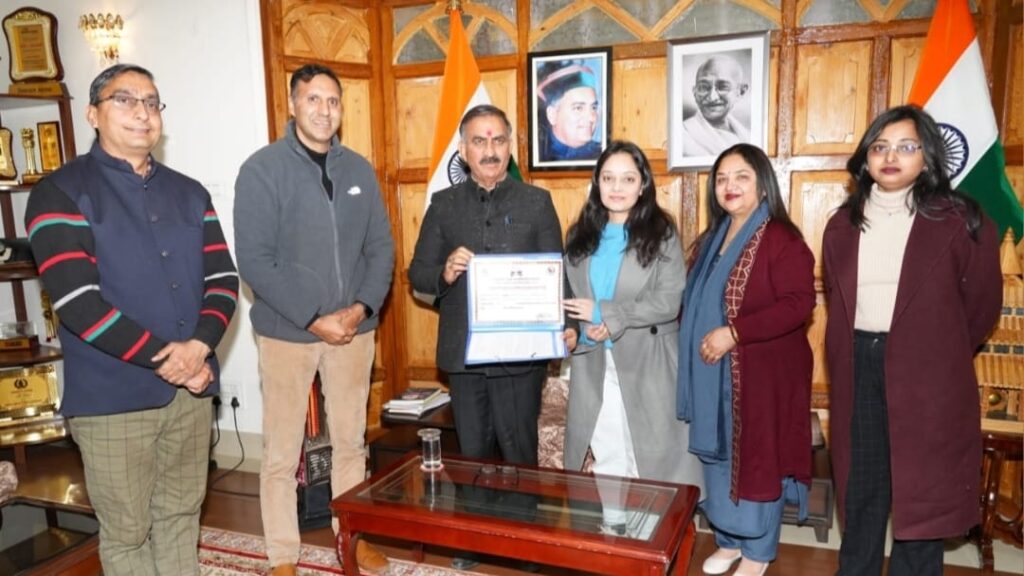 CM Sukhu hands over land documents to Ms. Nakshatra Singh under Sukh Ashray Yojana HIMACHAL HEADLINES