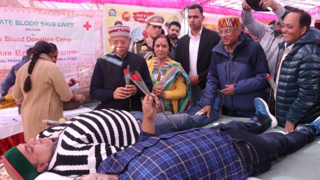 Governor Shukla inaugurates blood donation camp at Ridge Shimla HIMACHAL HEADLINES