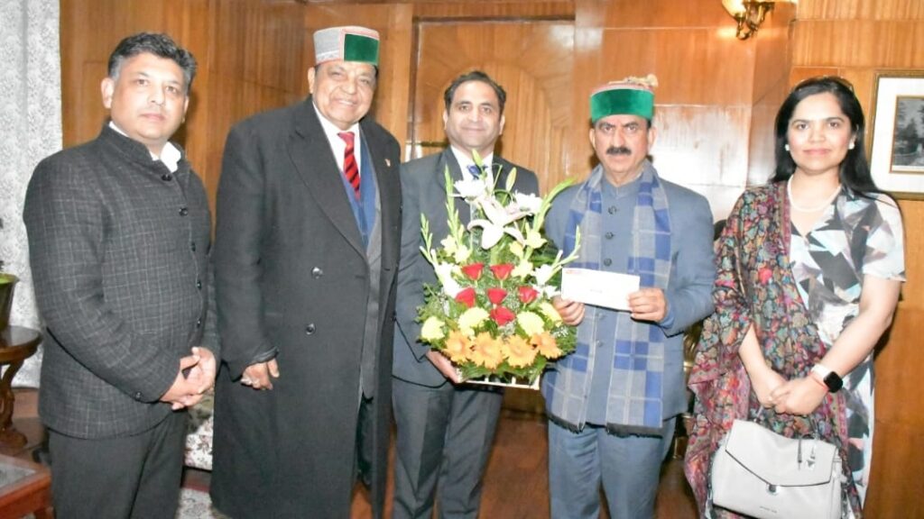 Global Association Canada presented a cheque of ₹3,60,000 to CM Sukhu  HIMACHAL HEADLINES