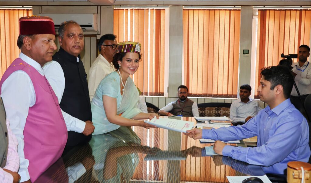 Bollywood Actress Kangana Ranaut Files Nomination Papers for Mandi Parliamentary Seat HIMACHAL HEADLINES