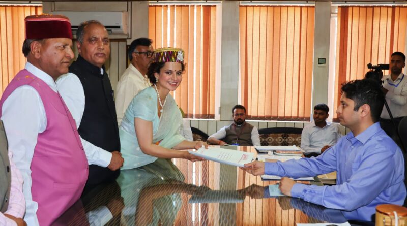 Bollywood Actress Kangana Ranaut Files Nomination Papers for Mandi Parliamentary Seat HIMACHAL HEADLINES