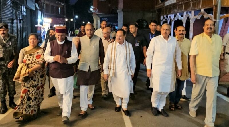 BJP National President Nadda strolling on the Mall road BJP National President Nadda strolling on the Mall road HIMACHAL HEADLINES