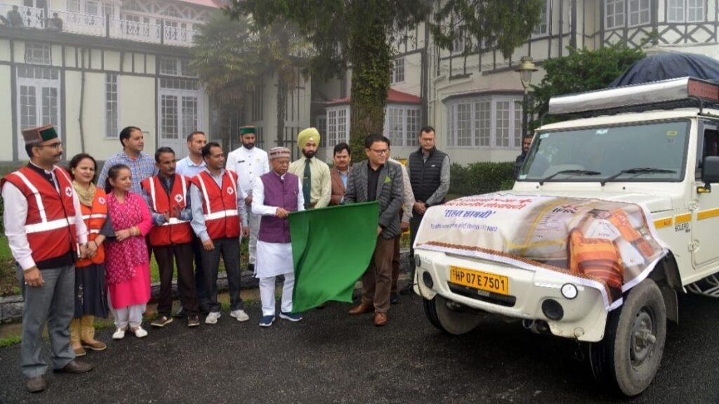 Governor Shukla flags off vehicles with relief material HIMACHAL HEADLINES
