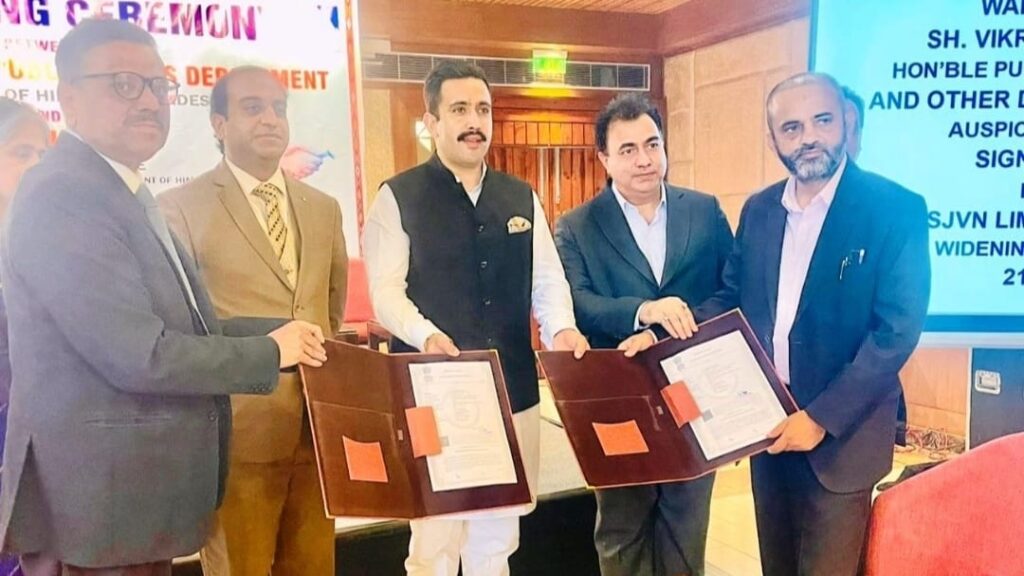 MoU signed between Himachal PWD and SJVNL for widening of road projects HIMACHAL HEADLINES