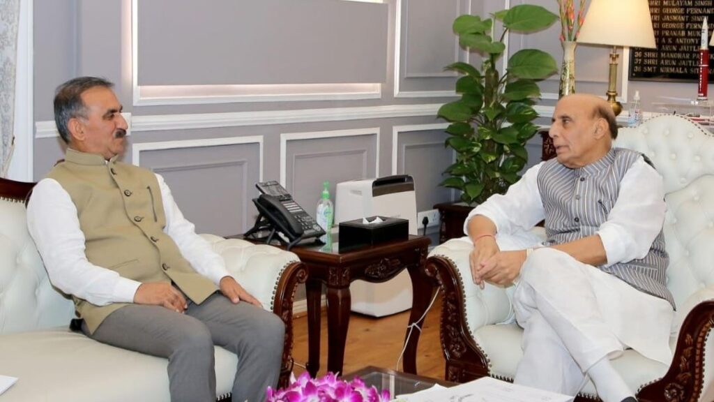 Sukhu calls on Rajnath Singh at New Delhi Sukhu calls on Rajnath Singh at New Delhi HIMACHAL HEADLINES
