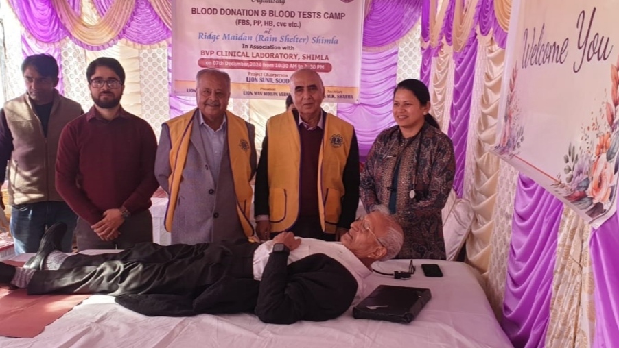 Lions Club Shimla Hosts Successful Blood Donation and Testing Camp at Ridge Maidan HIMACHAL HEADLINES