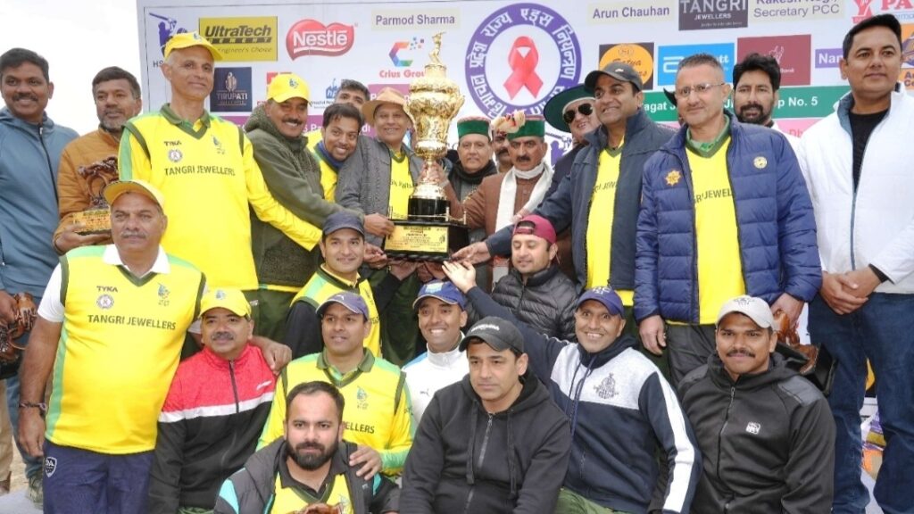 Sukhu with the winning team of Sadbhavana Cricket Cup HIMACHAL HEADLINES