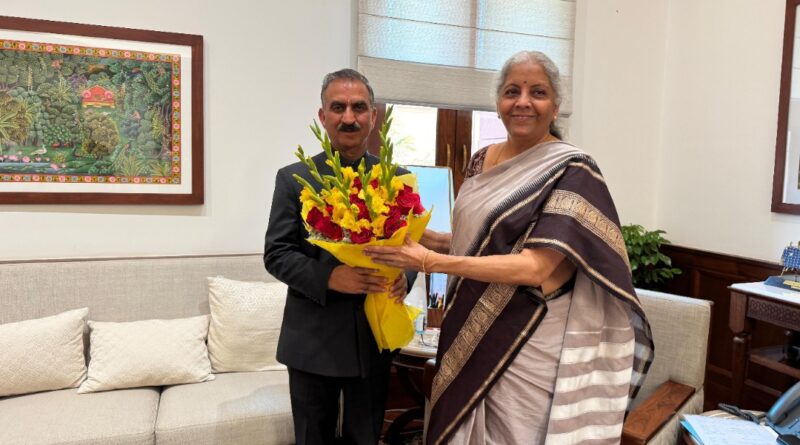 CM Sukhu calls on Union Finance Minister Nirmala Sitharaman HIMACHAL HEADLINES