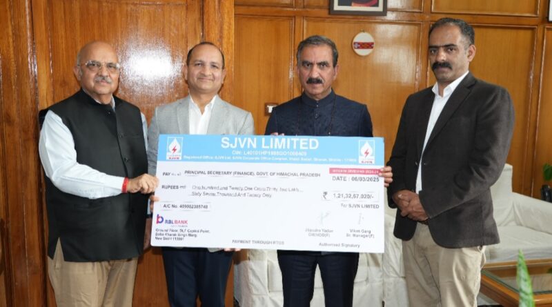 SJVN paid Interim Dividend of Rs. 121.33 crores for FY 2024-25 to GoHP SJVN paid Interim Dividend of Rs. 121.33 crores for FY 2024-25 to GoHP HIMACHAL HEADLINES