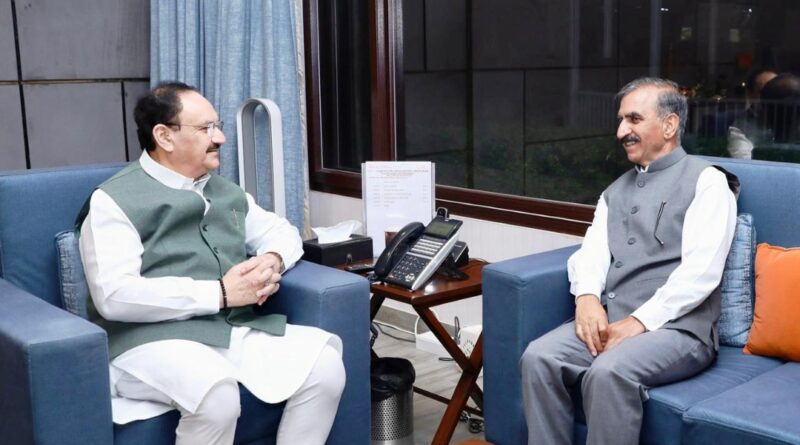 Chief Minister Sukhu calls on Union Health Minister J.P. Nadda HIMACHAL HEADLINES