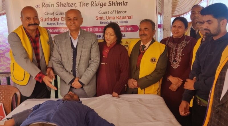 Mayor Surinder Chauhan and Dy Mayor Uma Kaushal inaugurated a blood donation camp hosted by Lion International & WHO HIMACHAL HEADLINES